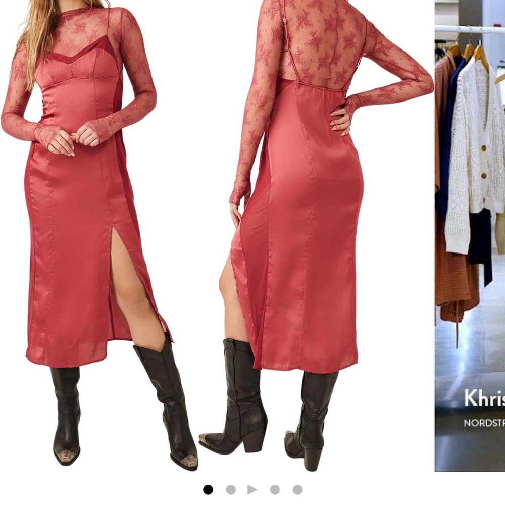 NWT city cool satin dress - XS, Venetian red